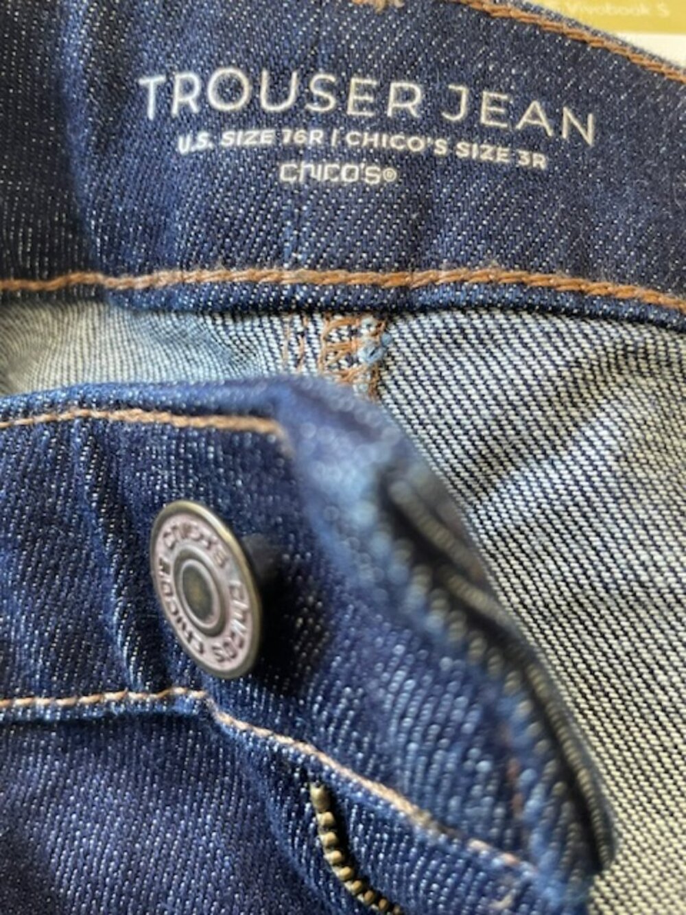 Chico’s Trouser Jean Womens 16 High Rise Chestnut Rinse Indigo Dark Wash NWT - Picture 7 of 9